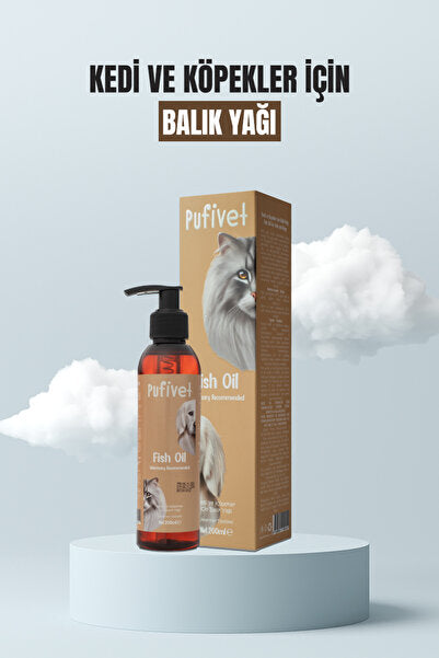 Balık Yağı - PufiVet Premium Kedi ve Köpek İçin Omega 3 ve 6 İçerikli Balık Yağı (200ml)| Bağışıklık Sistemi| Tüy Bakımı