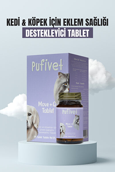 Eklem Desteği - PufiVet Move G Glucosamine Tablet Hip&Joint| Kedi ve Köpekler İçin Eklem ve Kas Desteği| 75 Tablet