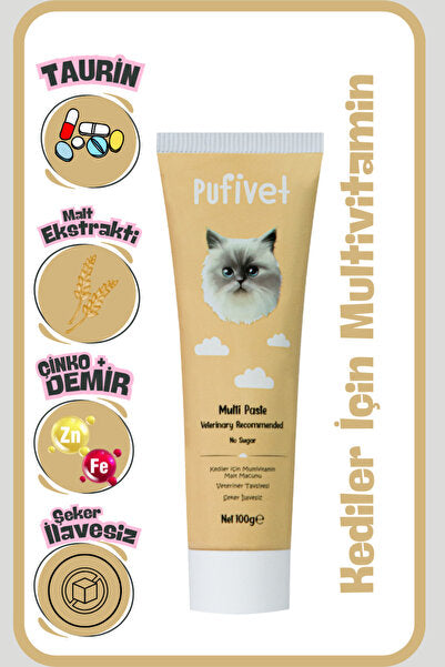 Kedi Maltı - PufiVet Multivitamin Kedi Malt Paste| Bağışıklık Sistemi Destekleyici Macun