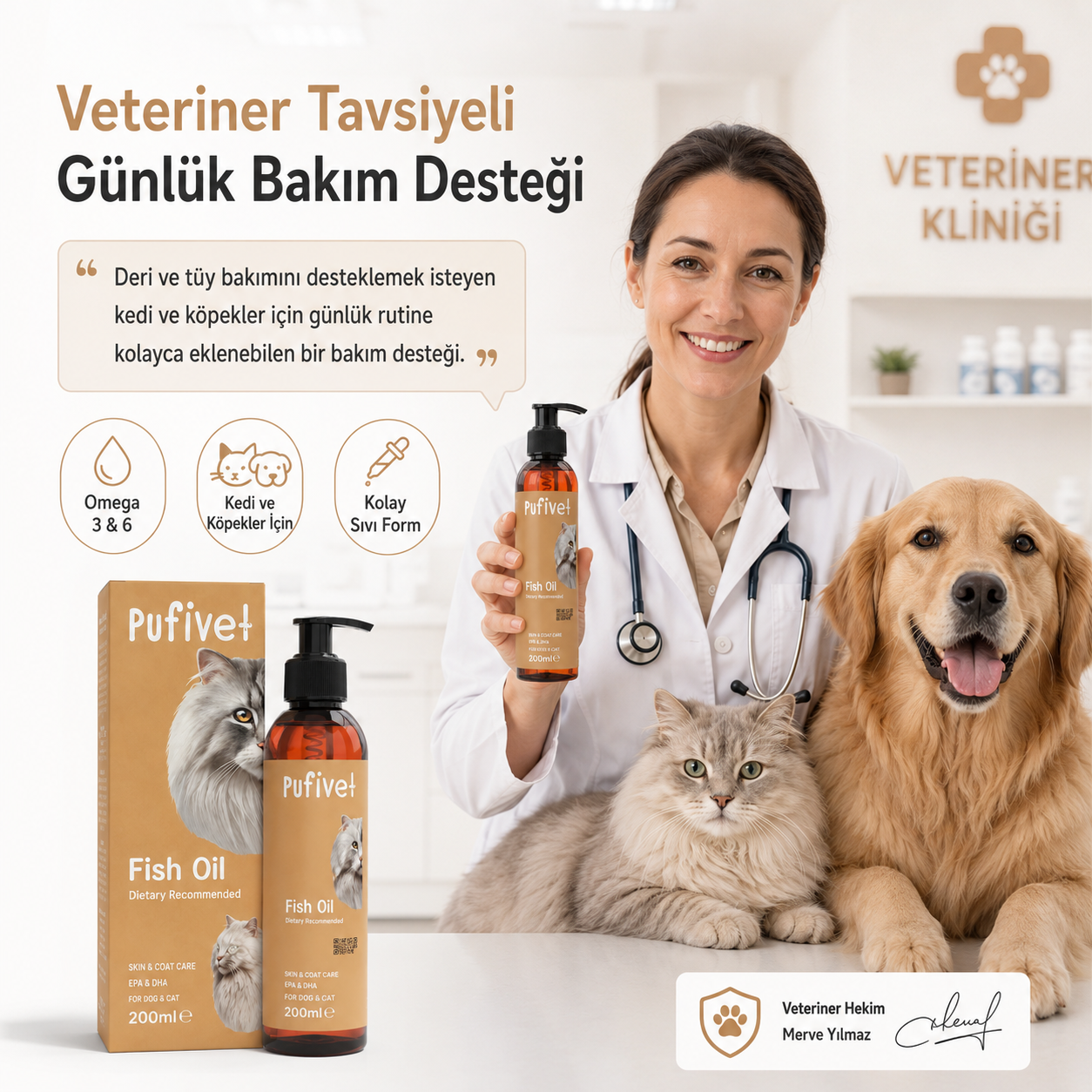 Kedi ve Köpekler İçin Omega 3 & 6 Balık Yağı