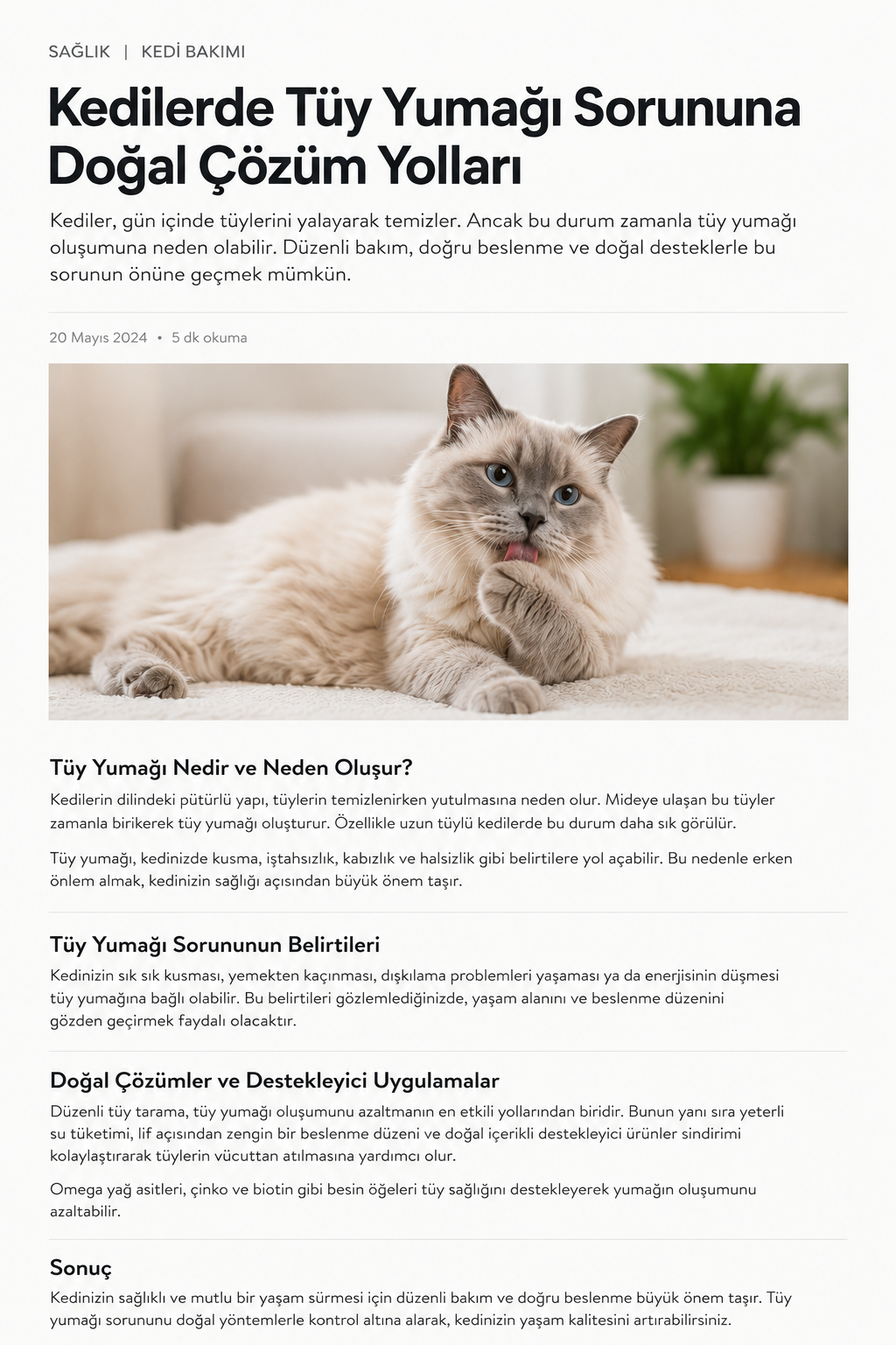 Kısır Kediler İçin Tüy Yumağı Karşıtı Malt Macun