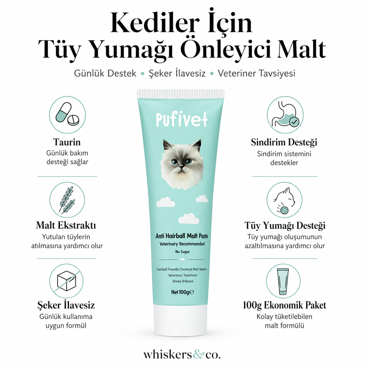 Kediler İçin Tüy Yumağı Önleyici Malt