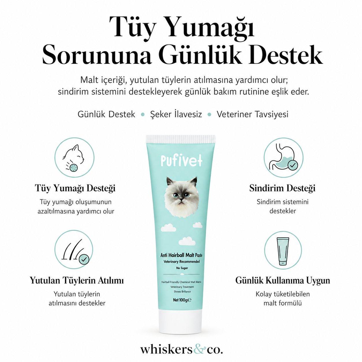 Kediler İçin Tüy Yumağı Önleyici Malt