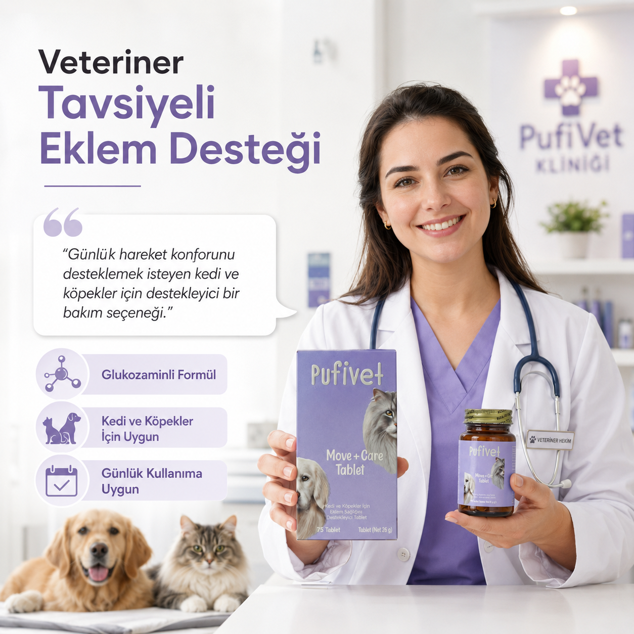 Kedi ve Köpekler İçin Eklem Destek Tableti