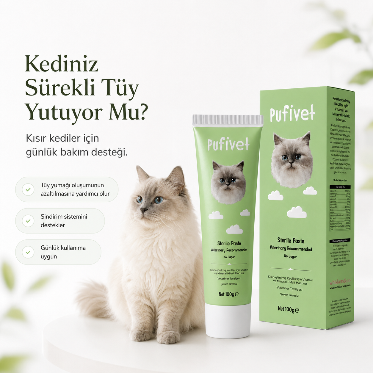 Kısır Kediler İçin Tüy Yumağı Karşıtı Malt Macun